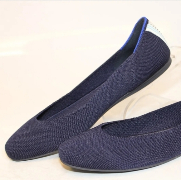 🔹️Rothy's 🔹️Womens 7 The Square Navy Knit Ballet Flats Shoes - Picture 1 of 7